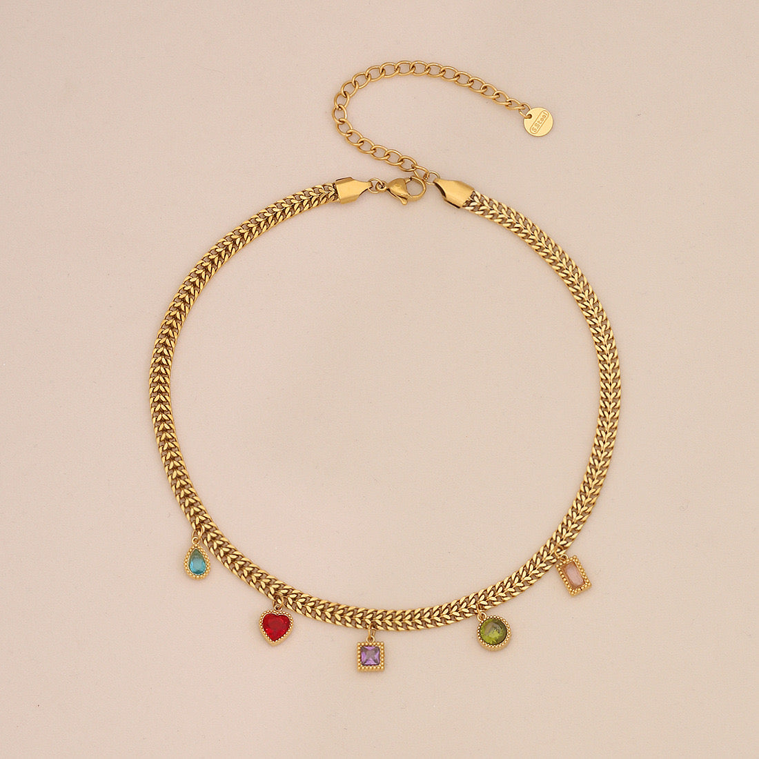 Colourful Glass Heart & Flower Necklace