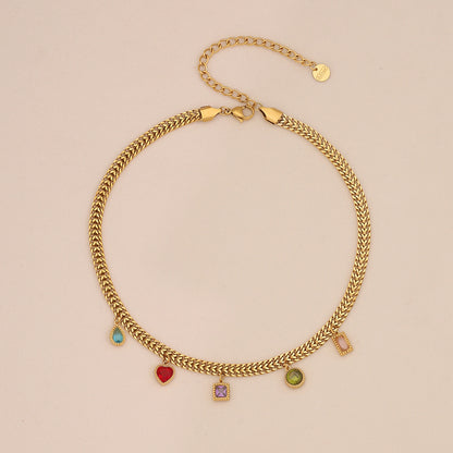 Colourful Glass Heart & Flower Necklace