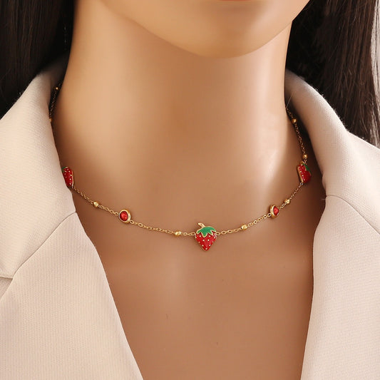 Cute Strawberry Stainless Steel Necklace