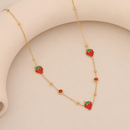 Cute Strawberry Stainless Steel Necklace