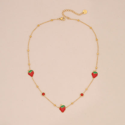 Cute Strawberry Stainless Steel Necklace