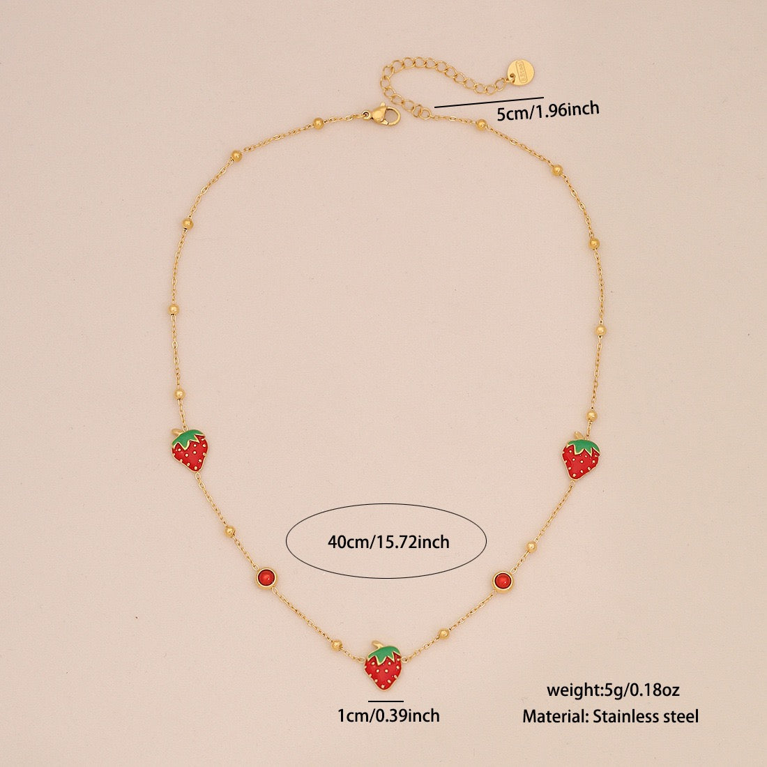 Cute Strawberry Stainless Steel Necklace