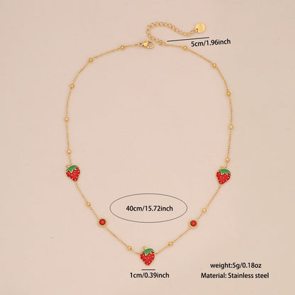 Cute Strawberry Stainless Steel Necklace