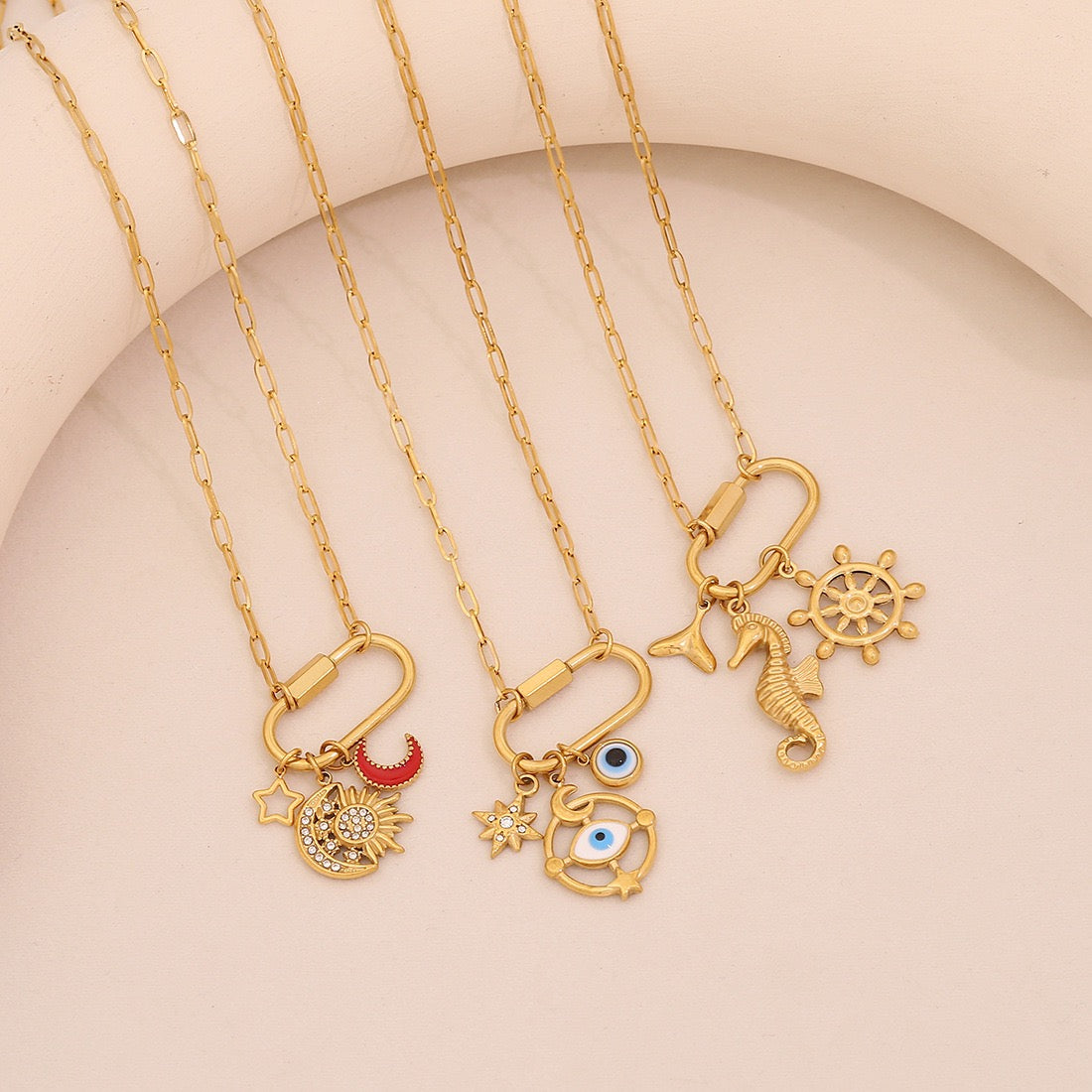 Detachable Star & Moon Evil Eye Necklace
