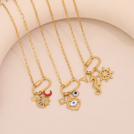 Detachable Star & Moon Evil Eye Necklace