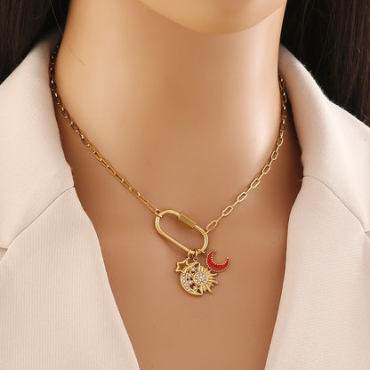 Detachable Star & Moon Evil Eye Necklace