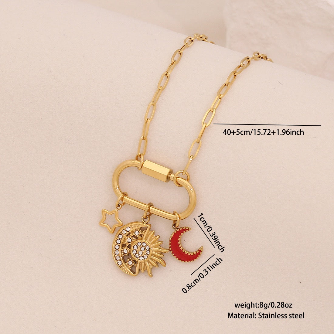 Detachable Star & Moon Evil Eye Necklace