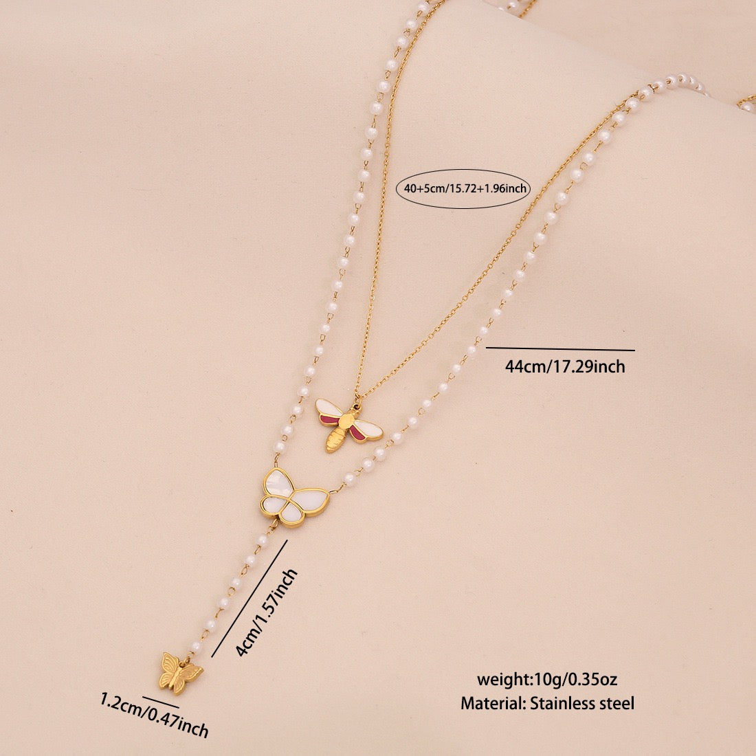 Faux Pearl Heart & Flower Pendant Necklace