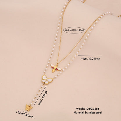 Faux Pearl Heart & Flower Pendant Necklace