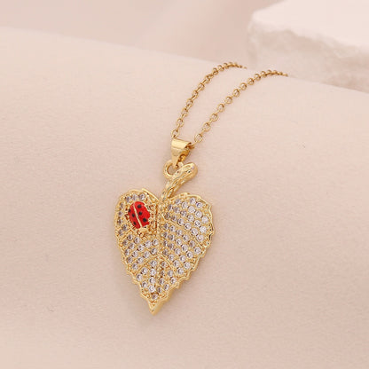 Micro-Pavé Zircon Ladybug Pendant Necklace