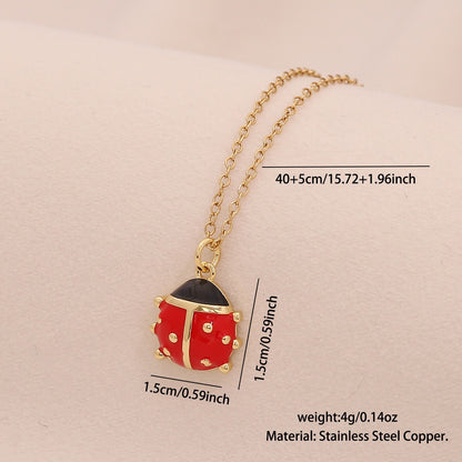Micro-Pavé Zircon Ladybug Pendant Necklace
