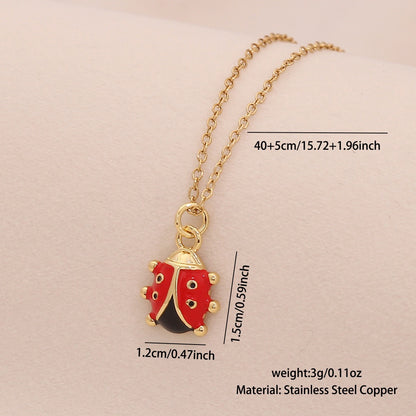 Micro-Pavé Zircon Ladybug Pendant Necklace