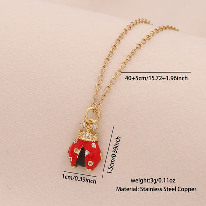 Micro-Pavé Zircon Ladybug Pendant Necklace