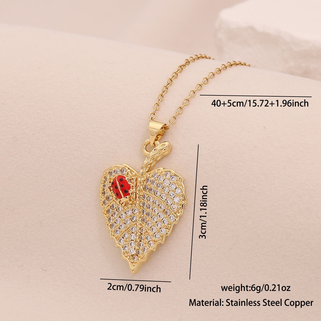 Micro-Pavé Zircon Ladybug Pendant Necklace