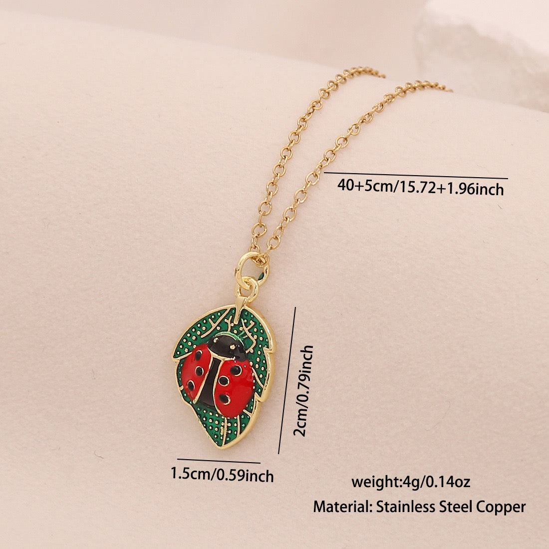 Micro-Pavé Zircon Ladybug Pendant Necklace