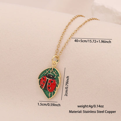 Micro-Pavé Zircon Ladybug Pendant Necklace