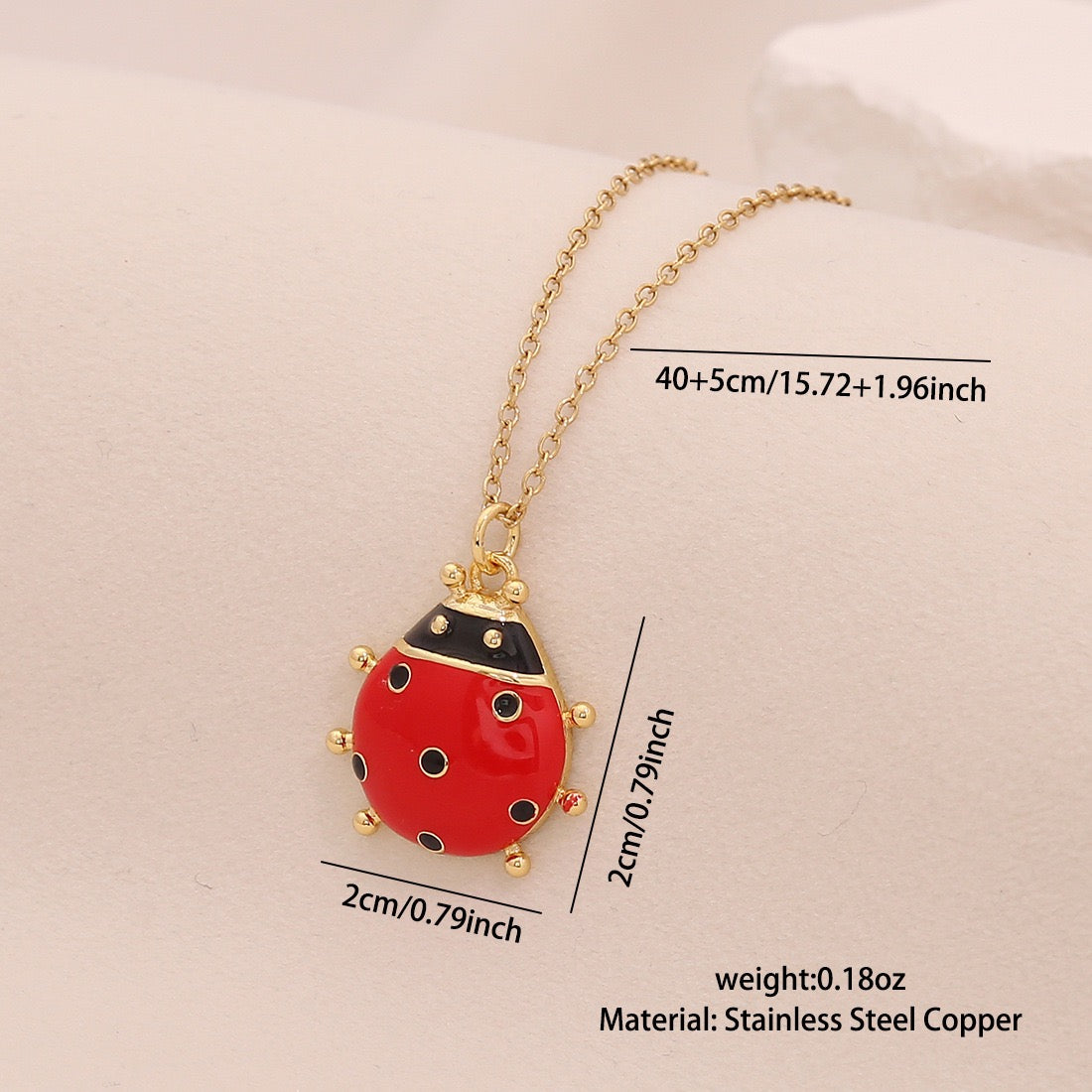 Micro-Pavé Zircon Ladybug Pendant Necklace