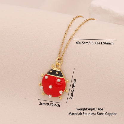 Micro-Pavé Zircon Ladybug Pendant Necklace