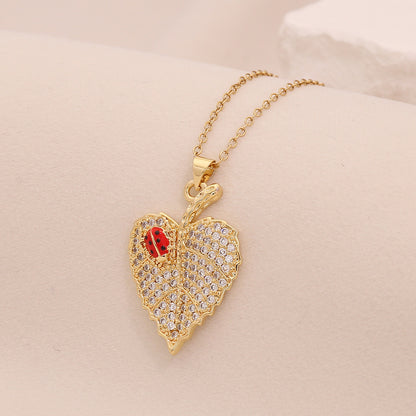 Micro-Pavé Zircon Ladybug Pendant Necklace