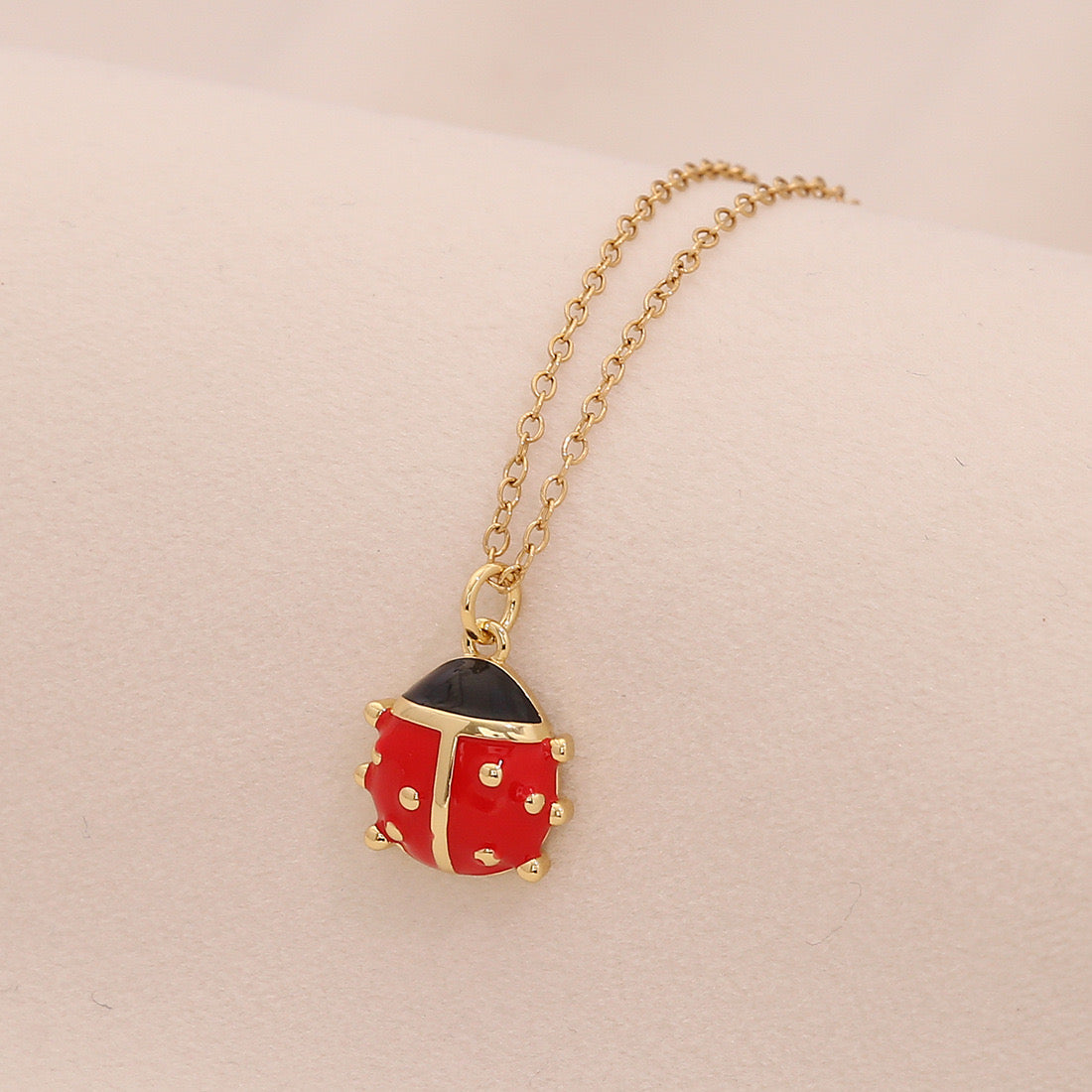 Micro-Pavé Zircon Ladybug Pendant Necklace