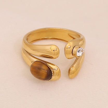 Natural Tiger’s Eye Vintage Stainless Steel Ring