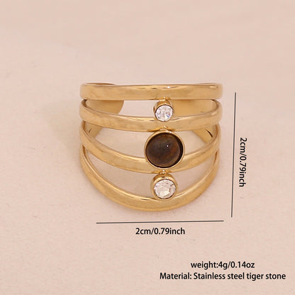 Natural Tiger’s Eye Vintage Stainless Steel Ring