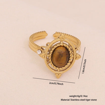 Natural Tiger’s Eye Vintage Stainless Steel Ring