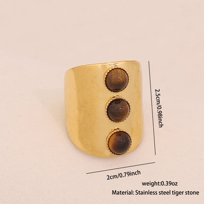 Natural Tiger’s Eye Vintage Stainless Steel Ring