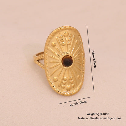 Natural Tiger’s Eye Vintage Stainless Steel Ring