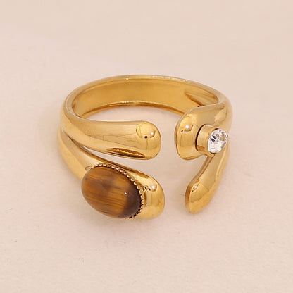 Natural Tiger’s Eye Vintage Stainless Steel Ring