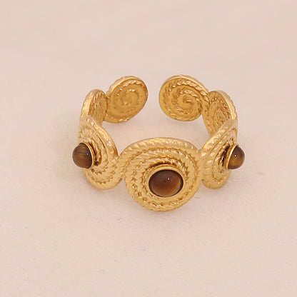 Natural Tiger’s Eye Vintage Stainless Steel Ring