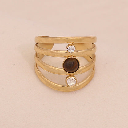 Natural Tiger’s Eye Vintage Stainless Steel Ring