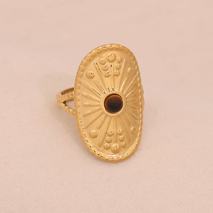 Natural Tiger’s Eye Vintage Stainless Steel Ring