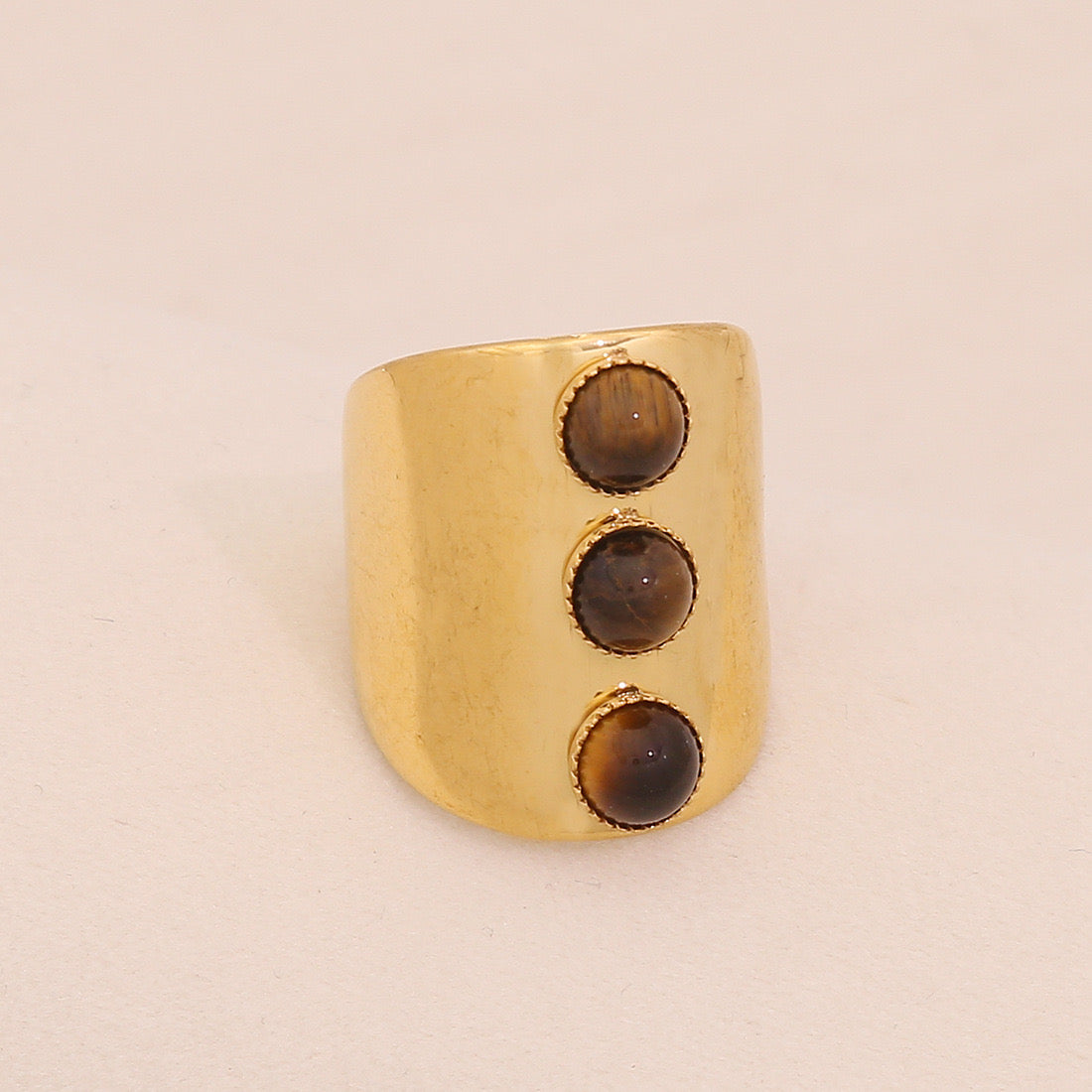 Natural Tiger’s Eye Vintage Stainless Steel Ring