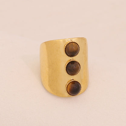 Natural Tiger’s Eye Vintage Stainless Steel Ring