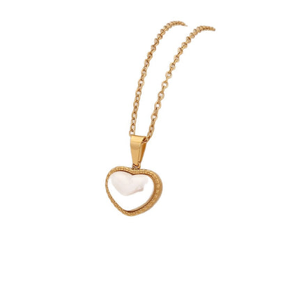 Faux Pearl Heart Pendant Necklace with Star Charm