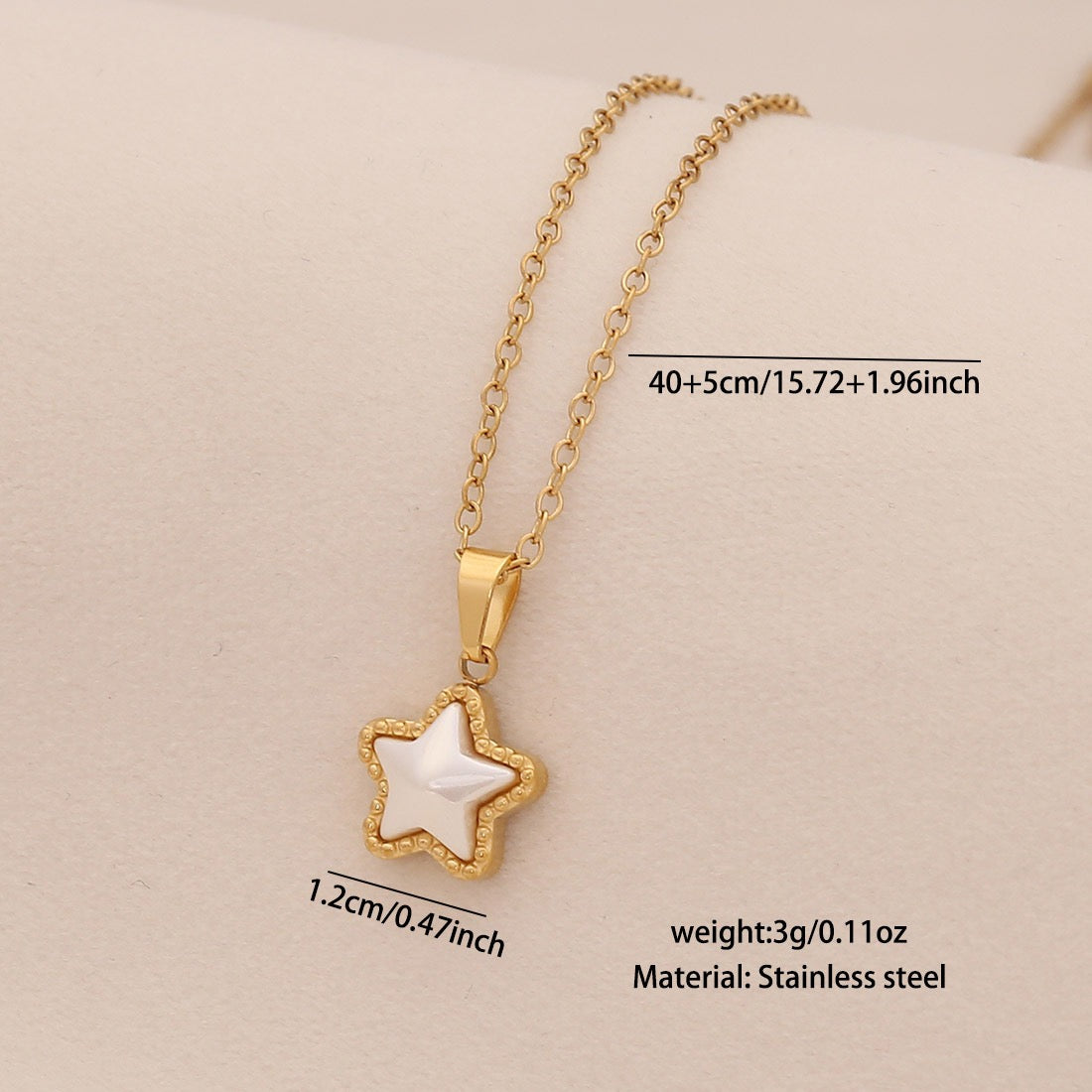 Faux Pearl Heart Pendant Necklace with Star Charm