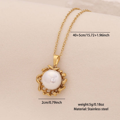 Faux Pearl Heart Pendant Necklace with Star Charm