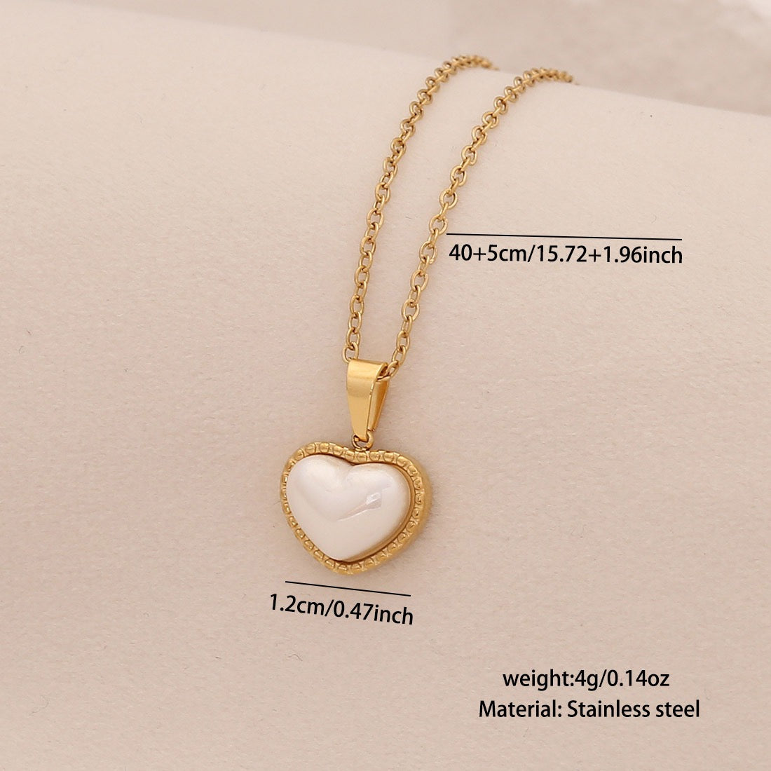Faux Pearl Heart Pendant Necklace with Star Charm
