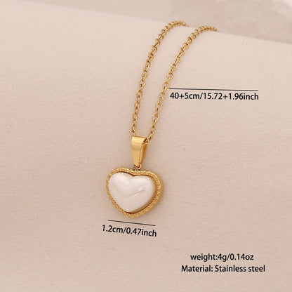 Faux Pearl Heart Pendant Necklace with Star Charm