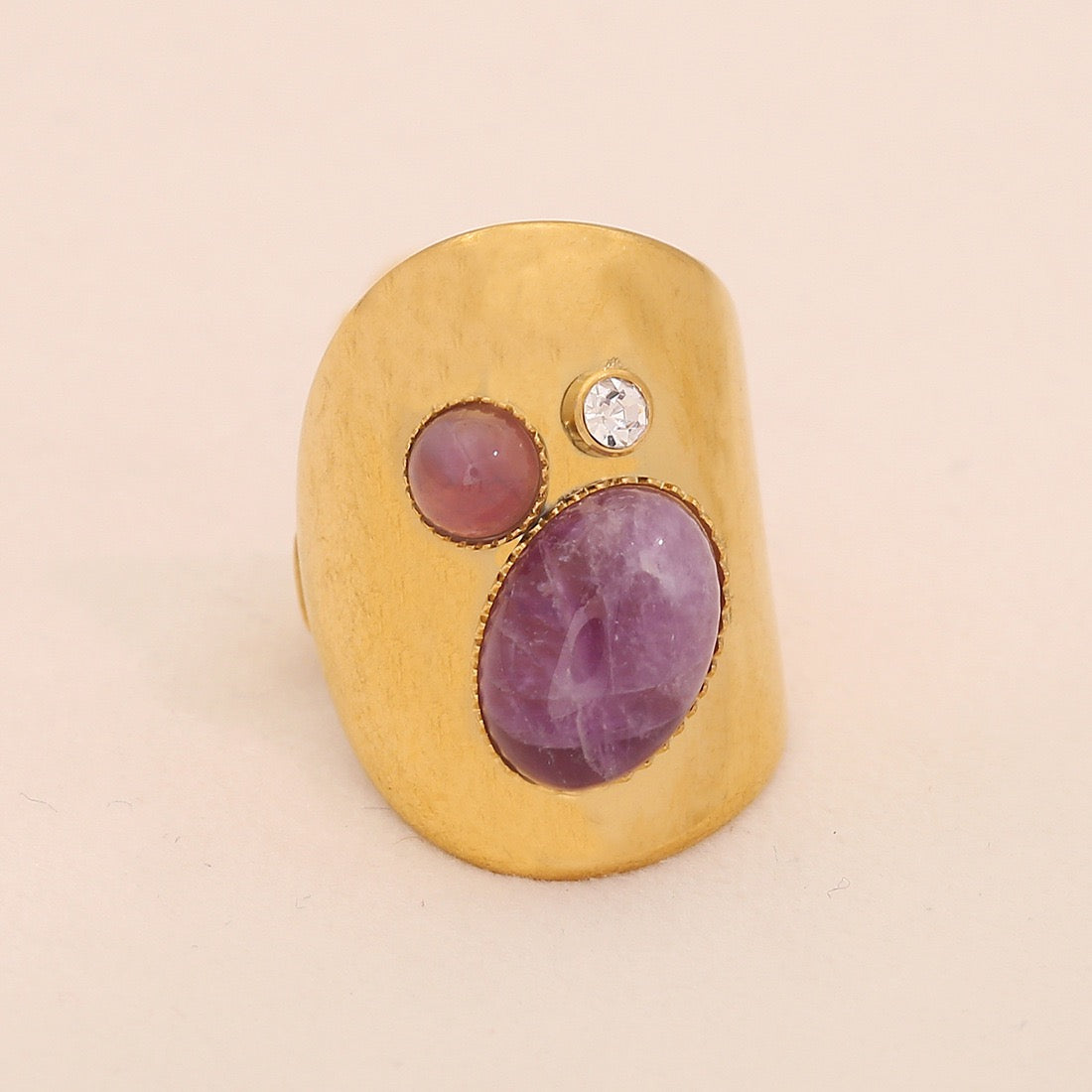 Vintage Amethyst Geometric Open Band Ring