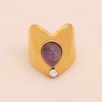 Vintage Amethyst Geometric Open Band Ring