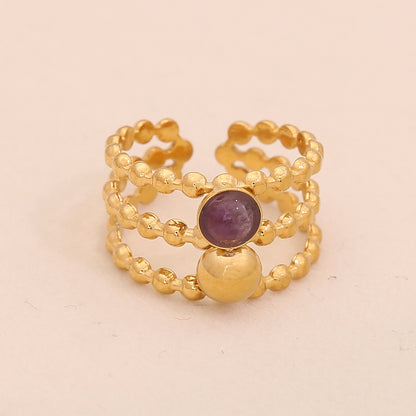 Vintage Amethyst Geometric Open Band Ring