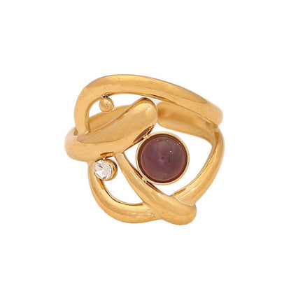 Vintage Amethyst Geometric Open Band Ring