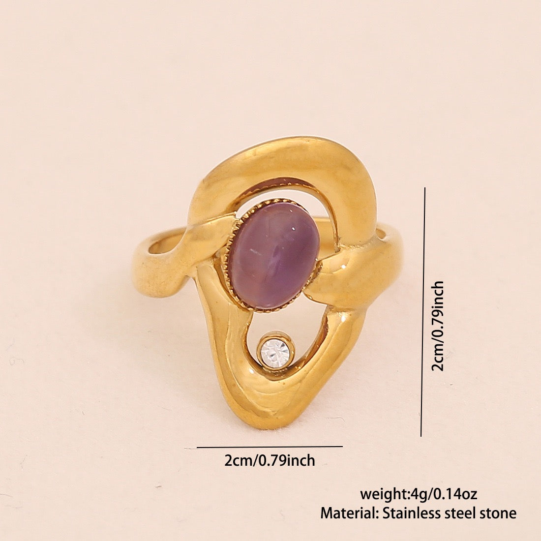 Vintage Amethyst Geometric Open Band Ring