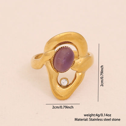 Vintage Amethyst Geometric Open Band Ring