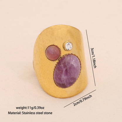 Vintage Amethyst Geometric Open Band Ring