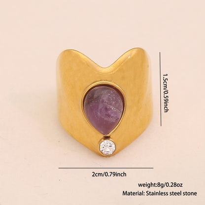 Vintage Amethyst Geometric Open Band Ring