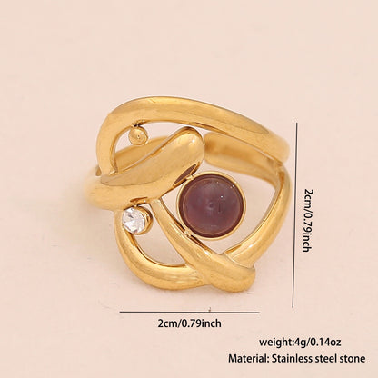 Vintage Amethyst Geometric Open Band Ring