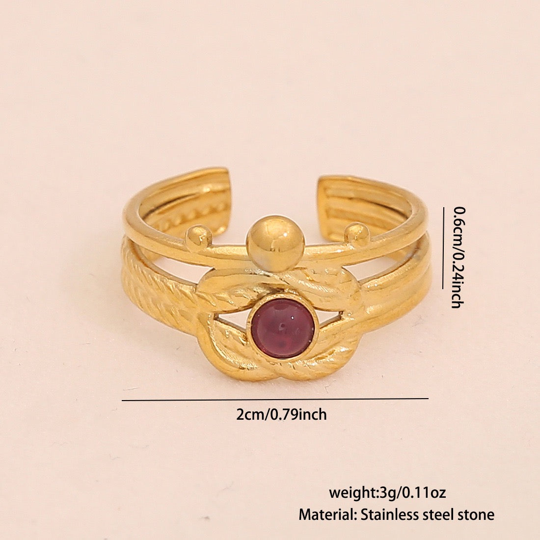 Vintage Amethyst Geometric Open Band Ring